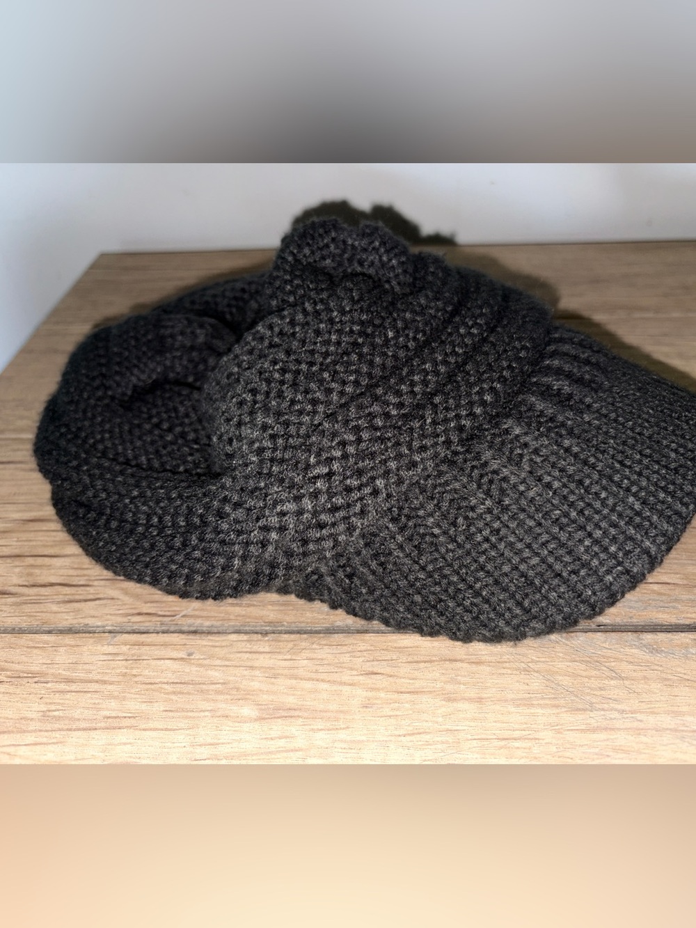 C.C Exclusives Charcoal Gray Knit Visor Beanie Hat